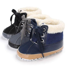 Load image into Gallery viewer, Infant Newborn Baby Boy Winter Warm Lace Up Design Boots Kids Baby Boy Booties Stylish Autumn Shoes
