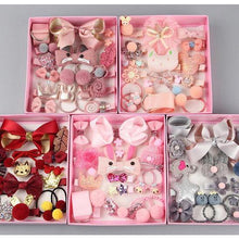 Load image into Gallery viewer, Luxury ModernBaby Girl Headband Set 18Pcs for Children's Turban Darling Bows Kids Headwear Elastic Hair Bands Clips Hairpins Sets