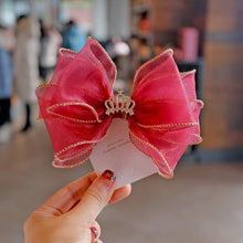 Load image into Gallery viewer, Luxury Modern Pearl Handmade Baby Girls Bowknot Crown Headband Lace Elastic Hair Band Bow For Girls Baby