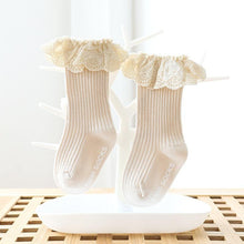 Load image into Gallery viewer, Newborn Baby Girl Socks Lace Baby Knee Socks Anti Slip Cotton Long Socks for Girls In retro Vintage Style