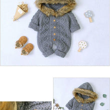 Load image into Gallery viewer, Modern elegant Baby Warm Coat For Newborn Baby Hooded Knit Romper Baby Jumpsuit outfit In Modern Design