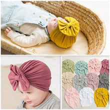 Load image into Gallery viewer, Luxury Modern Baby Headband Hat Bowknot Print Cotton Stretchy Turban Headband Infant Head Wrap Beanie Hat For Babies and Kids