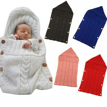Load image into Gallery viewer, Warm Baby Blanket Knitted Newborn Swaddle Wrap Soft Footmuff Cotton Envelope For Stroller Accessories Blanket Bag
