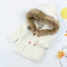 Load image into Gallery viewer, Modern Luxury Winter Warm Newborn Baby Boy Girl Knit Hooded Coat Fur Collar Jacket Clothes FOr Boys and Girls