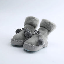 Load image into Gallery viewer, Warm Baby Shoes Newborn Autumn Winter Children Anti Slip Soft Solid Thicken Comfortable Butterfly Knot Shoes For Boys And Girls