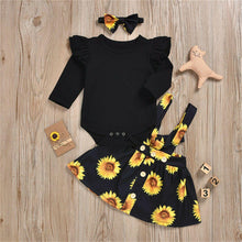 Load image into Gallery viewer, Baby Girls New Fashion Sunflower Floral Romper Toddler Dress Newborn Headband Outfits Girl Sundress Clothes Set
