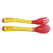 Load image into Gallery viewer, Unique Spoon and Fork Set For Newborn Baby Eating Training Easy To Hold for Feeding Food Children Flatware Feeding Forks