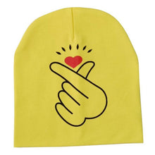 Load image into Gallery viewer, Modern Baby Hat Cute Ear Cotton Girls Cap Scarf Infant Hats Finger love Kids Boys Knitted Cap Winter hat I love mama/pap Cap