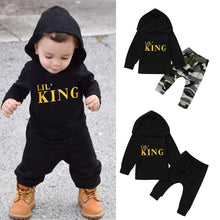 Load image into Gallery viewer, Baby Boy Letter Hoodie T-Shirt Tops and Camo Pants Outfits In Modern New Printed Style For Kids