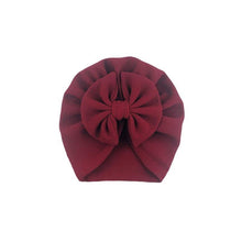 Load image into Gallery viewer, Handamde Elegant Baby Hats for Girls Big Bow Turban Hat Newborn Baby Beanie Cap Solid Color Style
