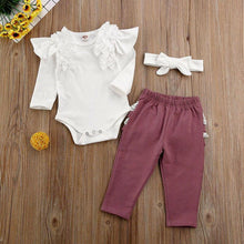 Load image into Gallery viewer, 3PCS/SET Toddler Baby Girl Clothes Romper Top Ruffle Pants Trousers Outfit Autumn Winter Season Styoe For Girls Baby Kids