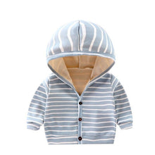 Load image into Gallery viewer, Baby Spring Autumn Striped Cardigan Button Velvet Lining Clothes Newborn Long Sleeves Coat/Jacket For Boys and Girls
