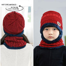 Load image into Gallery viewer, Knitted Baby Hats Cap and Scarf Turban Beanie Cotton Warm Wool Fur Caps Soft Hat For Childern Girl And Boys