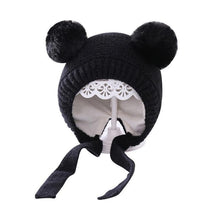 Load image into Gallery viewer, Handmade Modern Trend Winter Christmas Knitted Baby Hat Cute Double Pompom Infant Baby Boy Girl Cap Ear Protection Hats Kids Children Cap