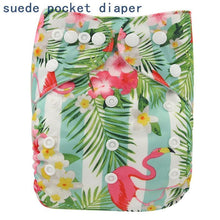 Load image into Gallery viewer, Newborn Cloth Diaper Sewed in Charcoal Bamboo Insert and Suede Pocket Diapers Waterproof Baby Nappies Design for Baby