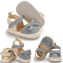 Load image into Gallery viewer, Newborn Infant Baby Summer Shoes Soft Crib Shoes Infants Anti-slip Striped Bowknot Pre Walker Sandals