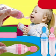 Load image into Gallery viewer, Safety Infant Baby Silicone Feeding With Spoon Feeder Food Rice Cereal Bottle For Best Gift For Kids and Baby