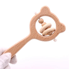Load image into Gallery viewer, Modern Wooden Rattle Beech Bear Hand Teething Wooden Ring Baby Rattles Play Educational Toys For Kids