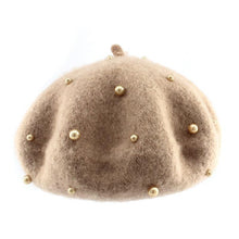 Load image into Gallery viewer, Modern Art Wool Baby Hat with Pearls Cat Candy Color Retro Baby Girl Cap Kids Beret Hats for Girls