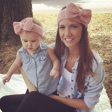 Load image into Gallery viewer, Handamde Mom and Daughter Elasticity Headband Solid Knitted Bowknot Hairband Hair Accessories For Mom and Baby