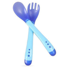 Load image into Gallery viewer, 1 Set Children Kids Tableware Temperature Silicone Soft Spoon Fork Cutlery Feeding Dish Infant Boys and Girls Unique Baby Feeding Tool
