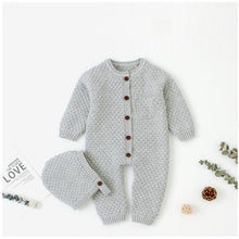 Load image into Gallery viewer, Handmade Girls Romper Knitted Newborn Baby Clothes Romper With Hat Infant Toddler Jumpsuit For Boys And Girls Warm Jumpsuit For Winter