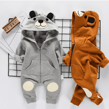 Load image into Gallery viewer, Cute Bear Newborn Infant Baby Boy Girl Kid Ear Hooded Romper Zipper Cartoon Patchwork Jumpsuit For Baby Girls and Boys