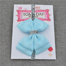 Load image into Gallery viewer, Luxury New Baby Hair Bow Flower Headband Silver Ribbon Hair Band Handmade Hair Accessories Bow for Children