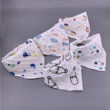 Load image into Gallery viewer, Modern 5PCS/Pack Cotton Baby Bibs 4 Lyers Girls Boys Triangle Feeding Burp Cloth Collar Scarf For Feeding