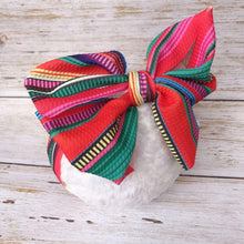 Load image into Gallery viewer, Modern Luxury Newborn Large Bow Cotton Rainbow Print Headwrap Baby Girl Fabric Messy Bow Turban Headband