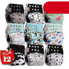 Load image into Gallery viewer, Modern 9/6PCS Set Bamboo Charcoal Washable Real Cloth Pocket NappiesFor Baby Boys and Girls Diaper Set In Modern Design