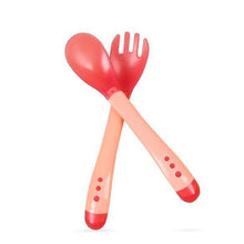 Load image into Gallery viewer, 1 Set Children Kids Tableware Temperature Silicone Soft Spoon Fork Cutlery Feeding Dish Infant Boys and Girls Unique Baby Feeding Tool