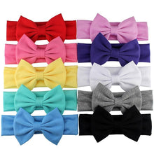 Load image into Gallery viewer, Cotton Elastic Newborn Baby Girls Solid Color Headband Bowknot Hair Band Children Infant Headband Bow for kids