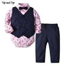 Load image into Gallery viewer, Luxury Modern Outfit Autumn Fashion Baby Boys Gentleman Bow Tie Rompers Pants Suit Baby Set For Celebrations