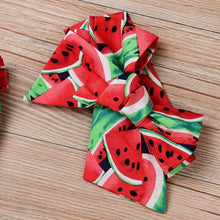 Load image into Gallery viewer, 2PCS Newborn Baby Girl Watermelon Summer Cute Bodysuit Jumpsuit Outfit WIth Bow For Girls