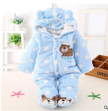 Load image into Gallery viewer, Modern Winter Baby Bear Animal Costume Hooded Romper Warm Flannel Plush Jumpsuit For Girls and Boys