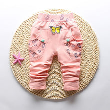 Load image into Gallery viewer, New Spring 100% cotton High-quality Cute Butterfly Embroidery Pattern Baby Girls Pants For 0-3 year Baby Girl