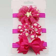 Load image into Gallery viewer, Luxury Modern Handamde 3PCS Set Elastic Flower Headbands for Baby Girls Hair Accessories Baby Girls Bows Nylon Bow For Girls