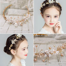 Load image into Gallery viewer, Handamde Lucury Hair Accessories For Girls Kids Flower Crown Adjustable Flower Headband Pearls Head Wreath For Girls
