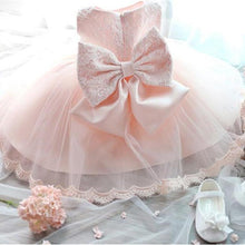 Load image into Gallery viewer, Luxury Modern Designer Baby Girls Flower Gowns Baptism Princess tutu Birthday Dress WIth Big Bow On Back