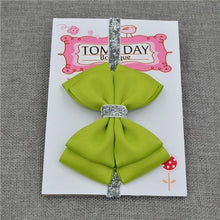 Load image into Gallery viewer, Luxury New Baby Hair Bow Flower Headband Silver Ribbon Hair Band Handmade Hair Accessories Bow for Children