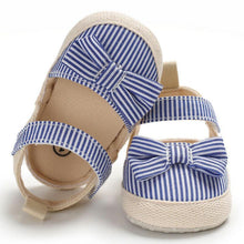 Load image into Gallery viewer, Newborn Infant Baby Summer Shoes Soft Crib Shoes Infants Anti-slip Striped Bowknot Pre Walker Sandals