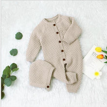 Load image into Gallery viewer, Handmade Girls Romper Knitted Newborn Baby Clothes Romper With Hat Infant Toddler Jumpsuit For Boys And Girls Warm Jumpsuit For Winter