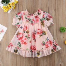 Load image into Gallery viewer, Cute Baby Girls Dress with Flower Puff Sleeves A -line Dress For Baby Girls for Holiday Party