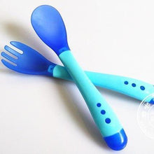 Load image into Gallery viewer, 3Pcs Set Baby Dishes With Suction Cup Assist Food Bowl Temperature Sensing Spoon Baby Tableware Baby Utensils Spoon+Fork
