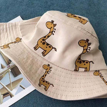 Load image into Gallery viewer, Modern Children's Bucket Hats Cartoon giraffe Sun Hat Girls Boys Outdoor Beach Hat Camping Fishing Cap For Girls and Boys