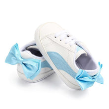 Load image into Gallery viewer, Baby Boy Girl Classic Sports Sneakers Newborn PU Leather Non-slip First Walkers With Bow Infant Toddler Soft Shoes