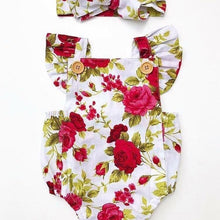Load image into Gallery viewer, Luxury Modern Cute Floral Romper Baby Girls Clothes Jumpsuit Romper Headband Toddler Dress With Bow For Girls