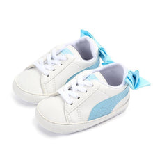 Load image into Gallery viewer, Baby Boy Girl Classic Sports Sneakers Newborn PU Leather Non-slip First Walkers With Bow Infant Toddler Soft Shoes