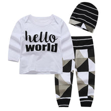 Load image into Gallery viewer, New Baby Boy Cotton Clothes Romper Jumpsuit set Infant Clothes For Newborn Baby Girl Clothing Set With Print Hello World